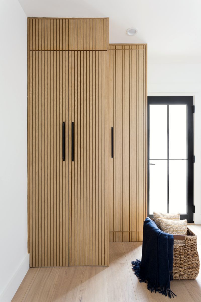 Fluted white oak cabinetry
